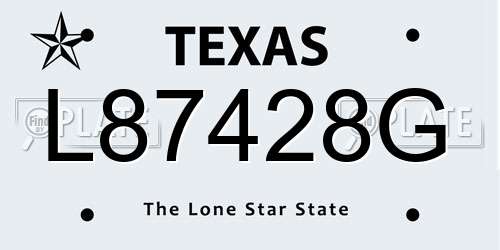 L87428G Texas License Plate