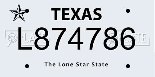 L874786 Texas License Plate