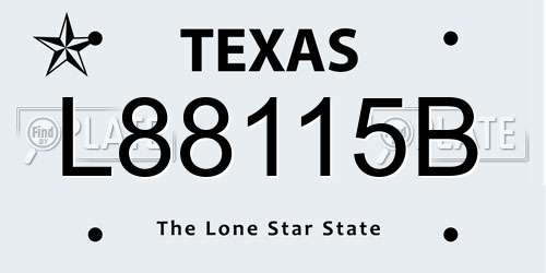 L88115B Texas License Plate