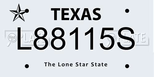 L88115S Texas License Plate
