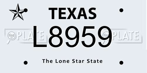 L8959 Texas License Plate