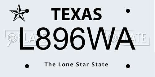 L896WA Texas License Plate