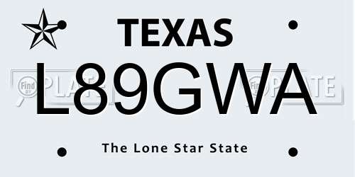 L89GWA Texas License Plate