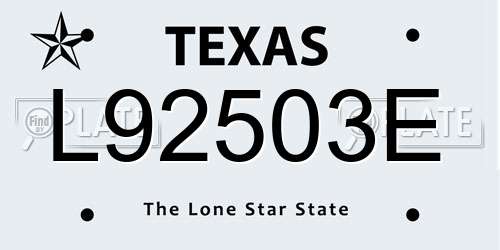 L92503E Texas License Plate