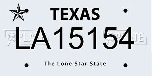 LA15154 Texas License Plate