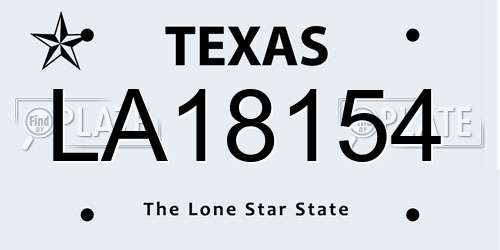 LA18154 Texas License Plate