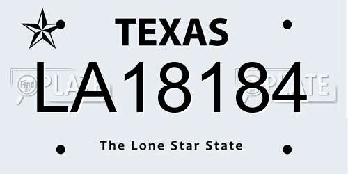 LA18184 Texas License Plate