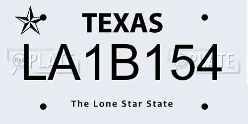 LA1B154 Texas License Plate