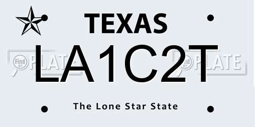 LA1C2T Texas License Plate