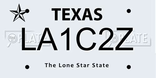 LA1C2Z Texas License Plate