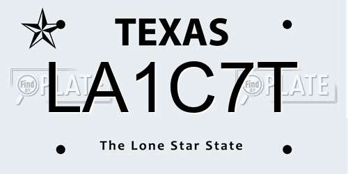 LA1C7T Texas License Plate