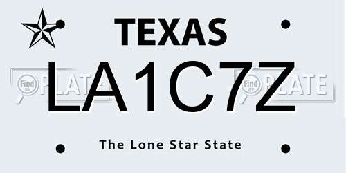 LA1C7Z Texas License Plate