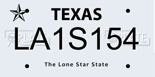 LA1S154 Texas License Plate