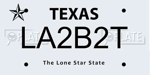 LA2B2T Texas License Plate