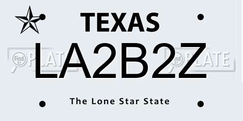 LA2B2Z Texas License Plate