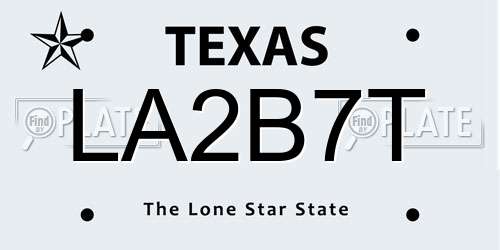 LA2B7T Texas License Plate