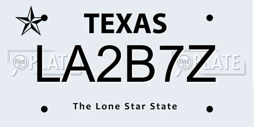 LA2B7Z Texas License Plate