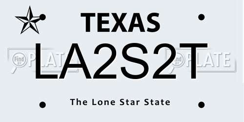 LA2S2T Texas License Plate