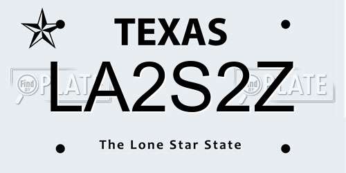 LA2S2Z Texas License Plate