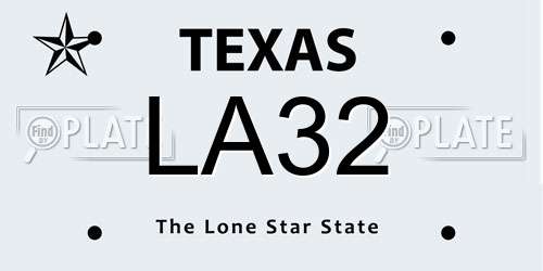 LA32 Texas License Plate