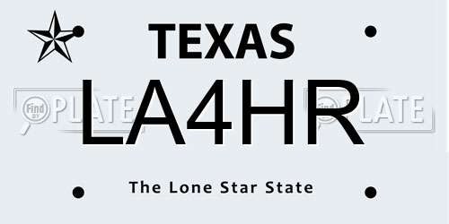 LA4HR Texas License Plate