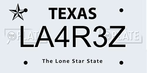 LA4R3Z Texas License Plate