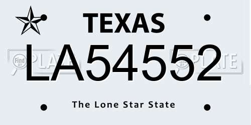 LA54552 Texas License Plate
