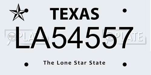 LA54557 Texas License Plate