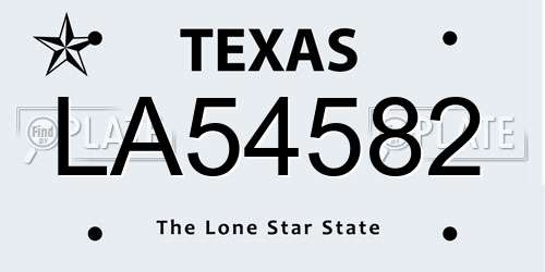 LA54582 Texas License Plate