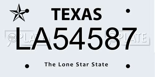 LA54587 Texas License Plate