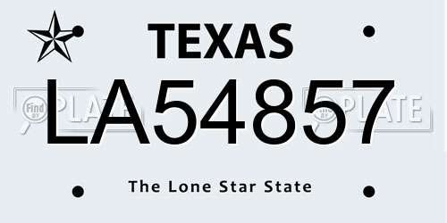 LA54857 Texas License Plate