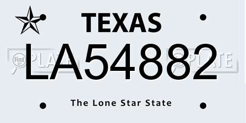 LA54882 Texas License Plate