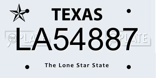 LA54887 Texas License Plate