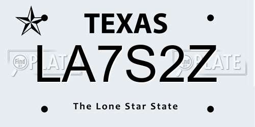 LA7S2Z Texas License Plate