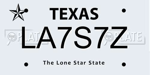 LA7S7Z Texas License Plate