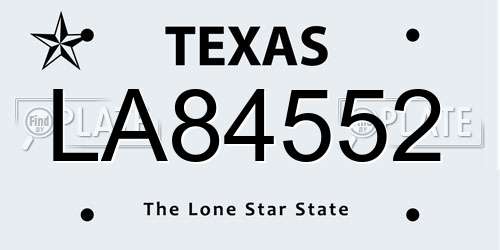 LA84552 Texas License Plate