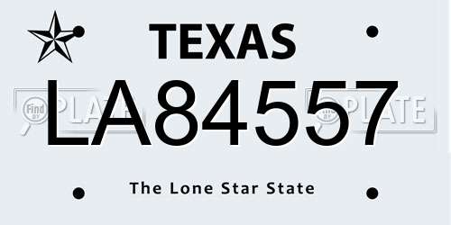 LA84557 Texas License Plate