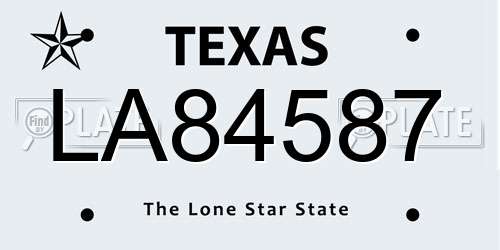 LA84587 Texas License Plate