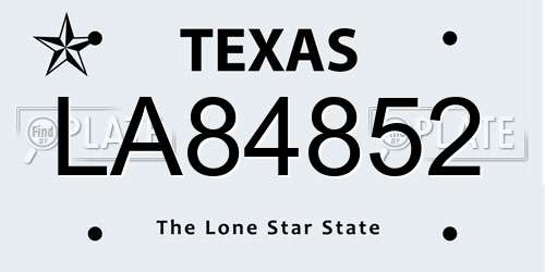 LA84852 Texas License Plate