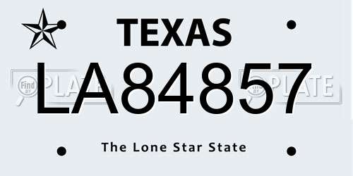 LA84857 Texas License Plate