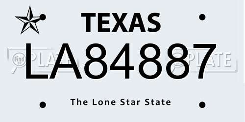 LA84887 Texas License Plate