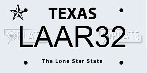 LAAR32 Texas License Plate