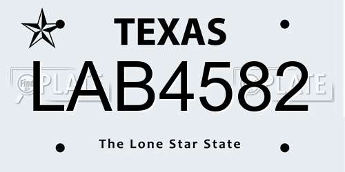 LAB4582 Texas License Plate