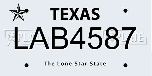 LAB4587 Texas License Plate