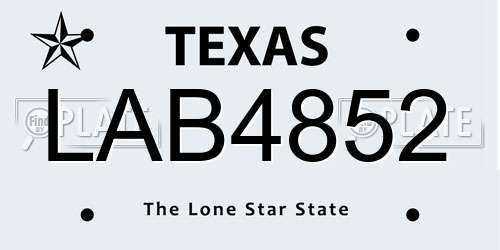 LAB4852 Texas License Plate