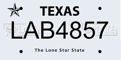 LAB4857 Texas License Plate
