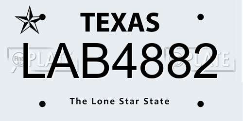 LAB4882 Texas License Plate