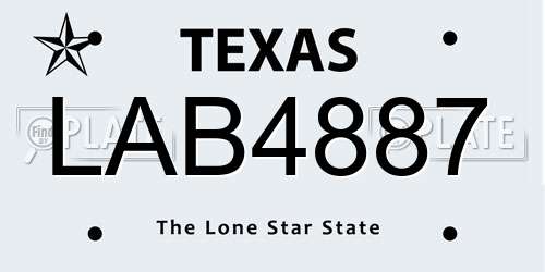 LAB4887 Texas License Plate