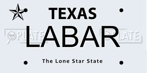 LABAR Texas License Plate