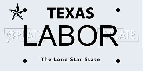 LABOR Texas License Plate